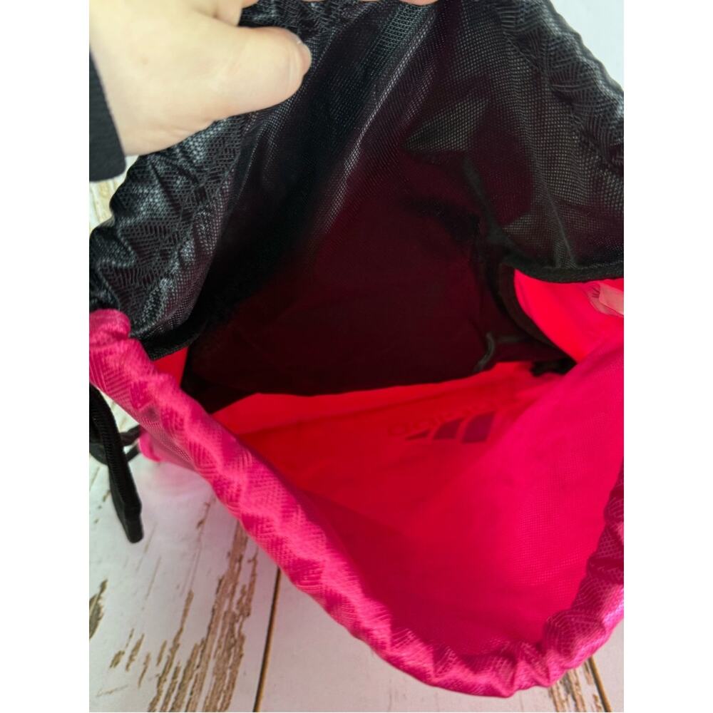 adidas Black and Pink Drawstring Backpack with Front Zip Pocket. Good used cond! - Picture 3 of 5